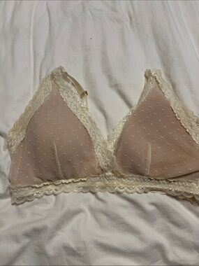 AnaOno Never Alone Off White Lace Padded Adjustable Triangle Bralette Size XXL